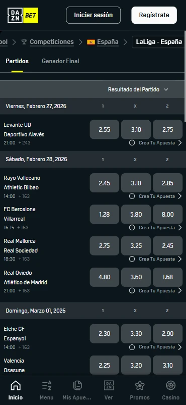 Sportsbook fútbol DAZNbet