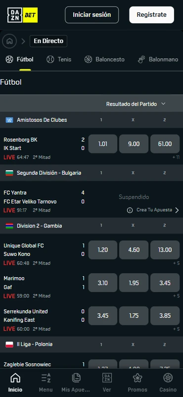Apuestas en directo DAZNbet