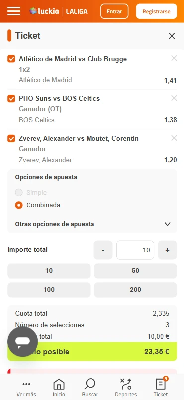 Cupón apuestas Luckia