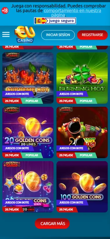 Tenemos más de 180 juegos con bote en la sección de slots online.