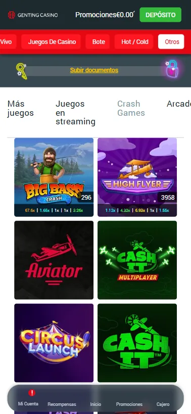 Tenemos varios crash games como Aviator o Big Bass.