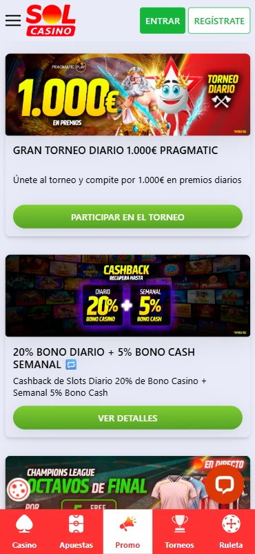 bonos y promociones sol casino