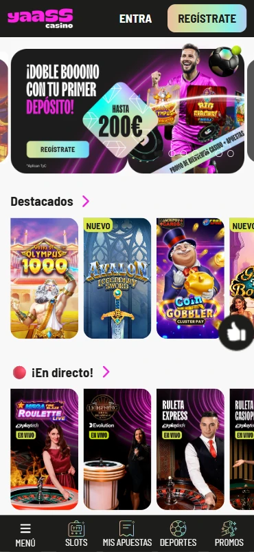 Yaass Casino slots, ruleta y blackjack
