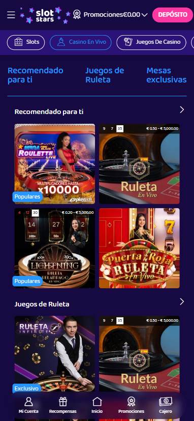 Podemos encontrar los juegos de SlotStars repartidos por 6 categorías.